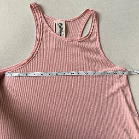 Free People Long Beach Ribbed Tank Pink Women’s Size Small Made in USA - Picture 4 of 7